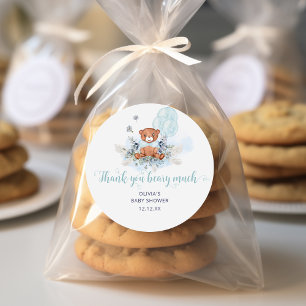 Cute Teddy Bear Boy Baby Shower Classic Round Sticker