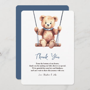 Cute Teddy Bear Boy Baby Shower Thank You Card