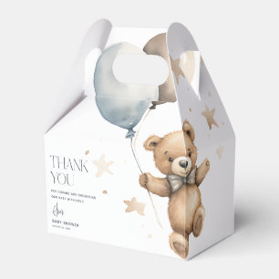 Cute Teddy Bear Boy Baby Shower Thank You Favour Box