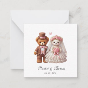 Cute Teddy Bear Bride And Groom Wedding Card