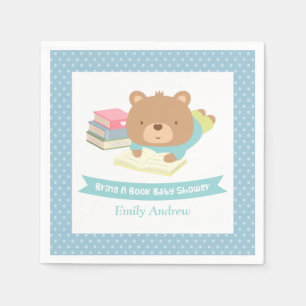 Cute Teddy Bear Bring a Book Baby Shower Napkin