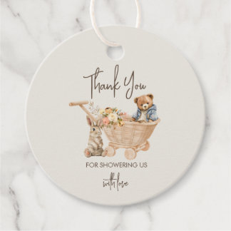 Cute Teddy bear, Bunny Baby Shower Thank you Favour Tags