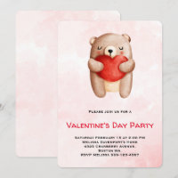 Cute Teddy Bear Carrying a Red Heart Valentine's