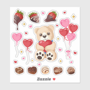 Cute Teddy Bear & Chocolate Strawberry Valentine