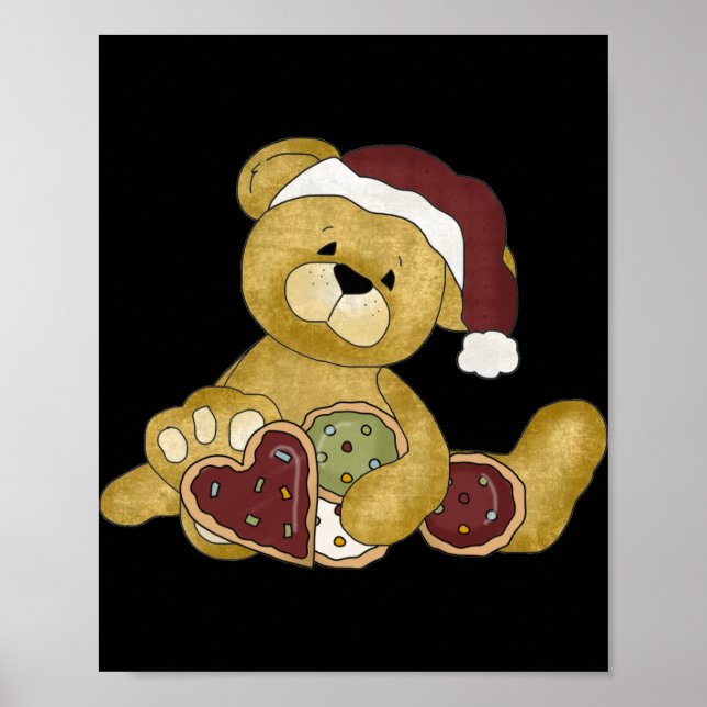 Cute Teddy Bear Christmas T Shirt  Poster (Front)