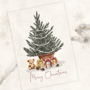 Cute Teddy Bear Christmas Tree Card