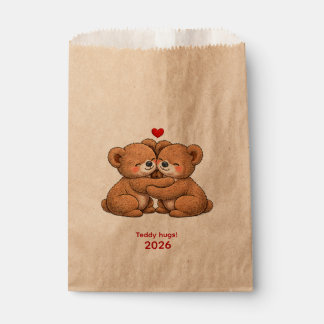 Cute Teddy Bear Couple in Love – Embroidered Style Favour Bags