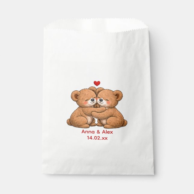 Cute Teddy Bear Couple Wedding  Favour Bags (Front)