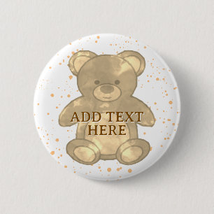 Cute Teddy Bear Custom Text 6 Cm Round Badge