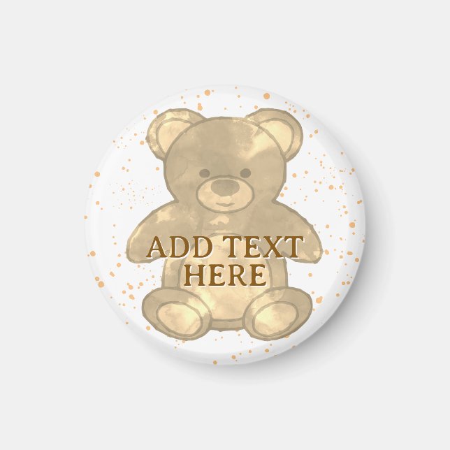 Cute Teddy Bear Custom Text Magnet (Front)