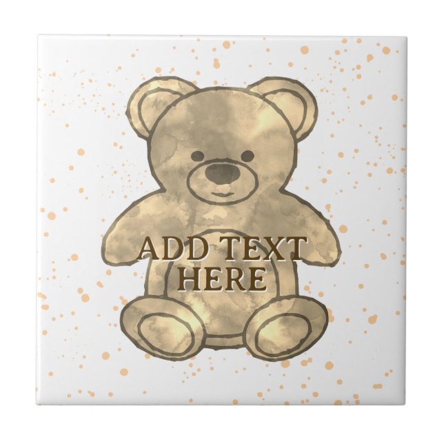 Cute Teddy Bear Custom Text Tile (Front)