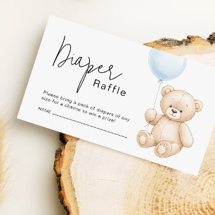 Cute Teddy Bear Diaper Raffle Ticket Enclosure Card