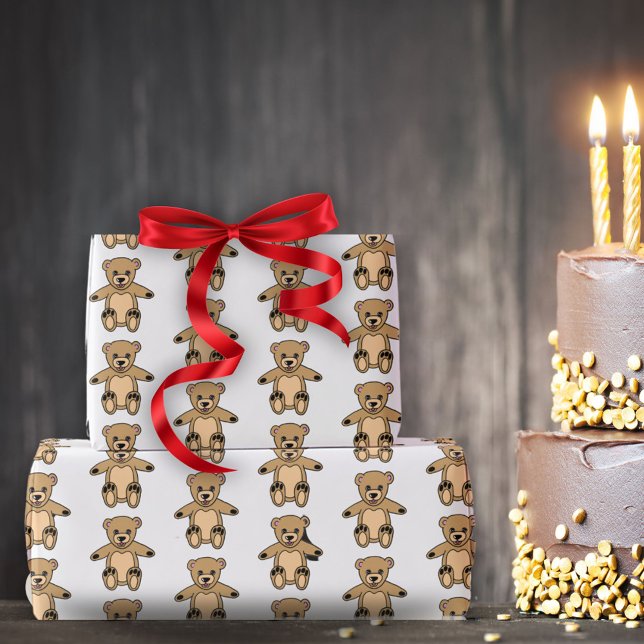 Cute Teddy Bear Drawing Pattern Kids Wrapping Paper (Creator Uploaded)