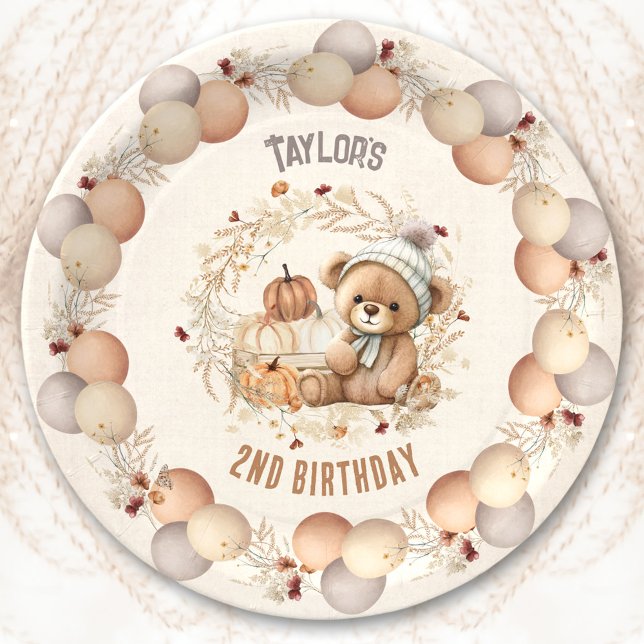 Cute Teddy Bear Fall Birthday Paper Plates (Cute Teddy Bear Fall Birthday Paper Plates)