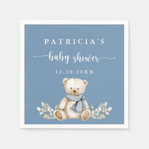 Cute Teddy Bear Festive Winter Baby Shower Napkin