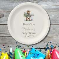 Cute Teddy Bear Fisherman Reel Excited Baby Shower