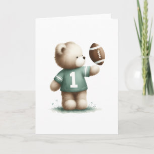 Cute Teddy Bear Football Player Blank Greeting  Card