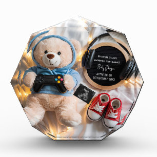 Cute teddy bear Gamer Pregnancy Announcement  Photo Block