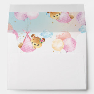 Cute Teddy Bear Girl Baby Shower Envelope