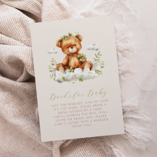 Cute Teddy Bear Greenery Books for Baby Enclosure Card