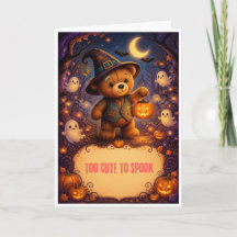 cute teddy bear Halloween card
