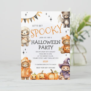 Cute Teddy Bear Halloween Fancy Dress Party Invite