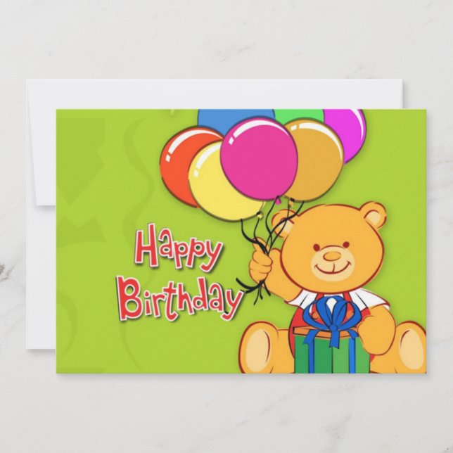 cute teddy bear happy birthday card (Front)
