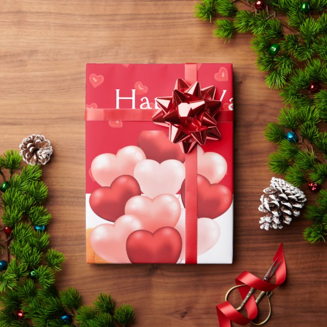 Cute Teddy Bear Happy Valentine's Day Wrapping Paper (Holiday Gift)