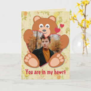 Cute Teddy Bear Heart Photo Valentine Love Card