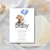 Cute Teddy Bear Holding Balloons Baby Shower