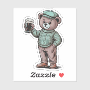 Cute Teddy Bear Holding Beer