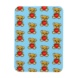 Cute Teddy Bear Holding Heart with Love – Adorable Magnet