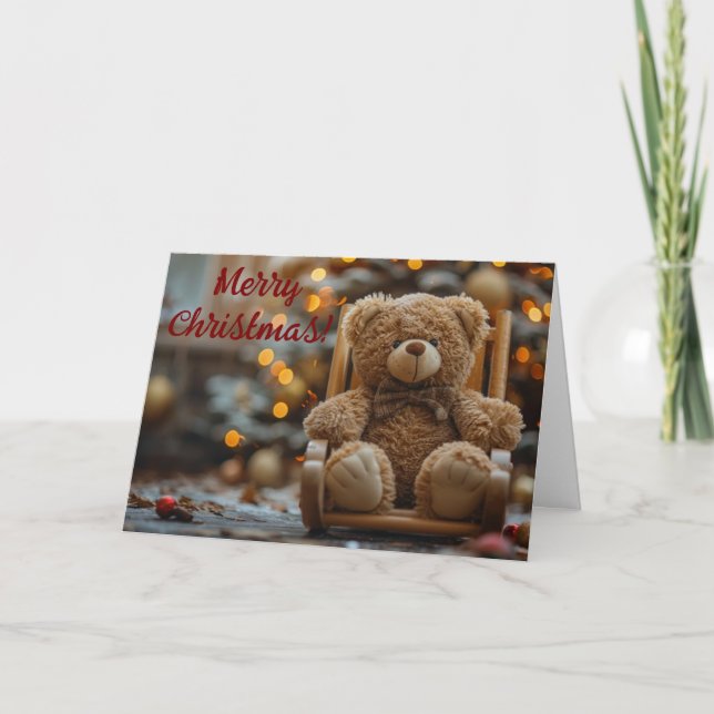 Cute Teddy Bear Holiday Christmas Card  (Front)