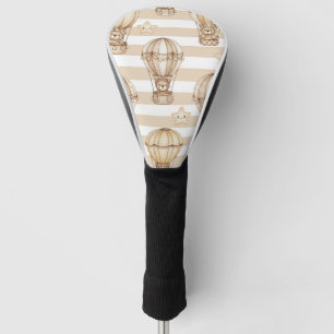Cute Teddy Bear Hot Air Balloon Neutral Pattern 2 Golf Head Cover