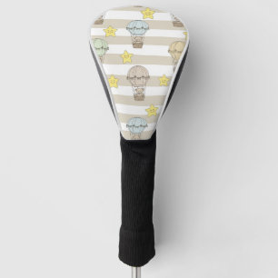 Cute Teddy Bear Hot Air Balloon Neutral Pattern 6 Golf Head Cover