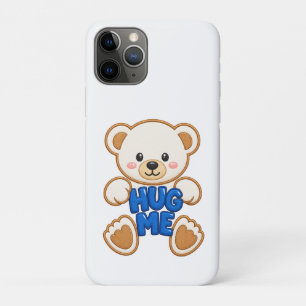 Cute Teddy Bear Hug Me Embroidery Style Cute Bear Case-Mate iPhone Case