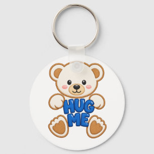 Cute Teddy Bear Hug Me Embroidery Style Cute Bear Key Ring