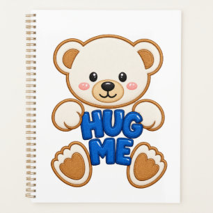 Cute Teddy Bear Hug Me Embroidery Style Cute Bear Planner