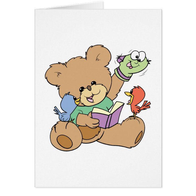 cute teddy bear imagination reading book with pupp (Front)