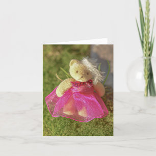 Cute Teddy Bear in pink dress for a party Thank You Card