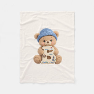 Cute Teddy Bear Initial B Sailor Baby Boy Blanket