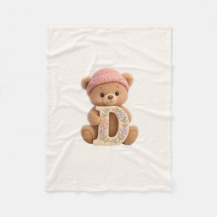 Cute Teddy Bear Initial D Baby Girl Blanket