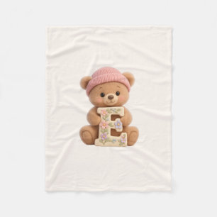 Cute Teddy Bear Initial E Baby Girl Blanket