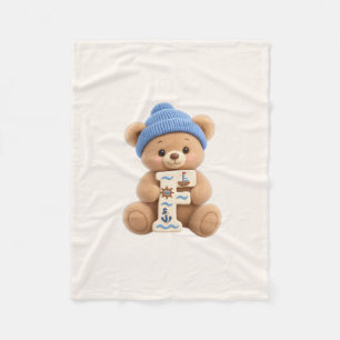 Cute Teddy Bear Initial F Sailor Baby Boy Blanket
