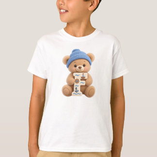 Cute Teddy Bear Initial F Sailor Boys T-Shirt