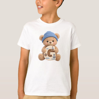 Cute Teddy Bear Initial G Sailor Boys T-Shirt