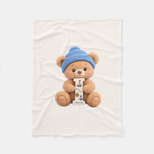 Cute Teddy Bear Initial I Sailor Baby Boy Blanket