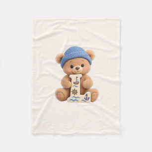 Cute Teddy Bear Initial L Sailor Baby Boy Blanket