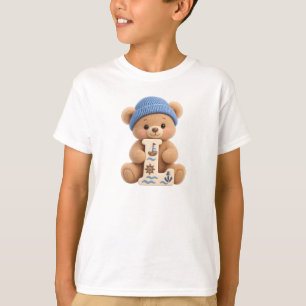 Cute Teddy Bear Initial L Sailor Boys T-Shirt