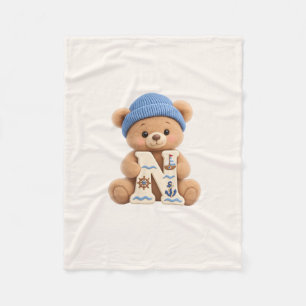 Cute Teddy Bear Initial N Sailor Baby Boy Blanket